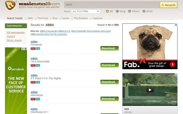 MusicNotesLib, potente buscador de partituras musicales para temas de todos los tiempos