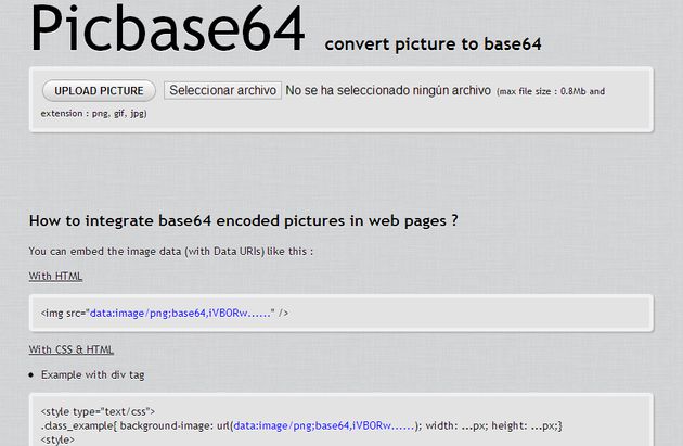 Picbase64, convierte imágenes a Base64 para insertar en tus sitios