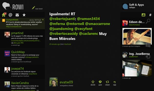 Rowi, un atractivo cliente de Twitter para Windows 8