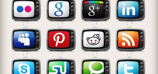 Television Social Media Icons Set, 20 iconos sociales gratuitos con forma de televisión