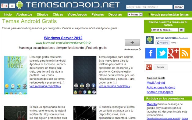 Una variada selección de temas gratuitos para tu Android