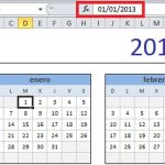 Varios formatos de calendarios para el 2013 en una hoja de Excel