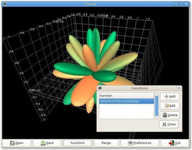 Functy, software libre para crear gráficos 3D de funciones matemáticas