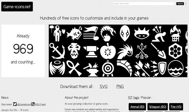 Game-icons, cerca de 1000 iconos gratuitos para juegos