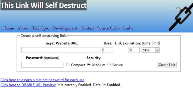 This Link Will Self Destruct, acortador de urls con fecha de caducidad