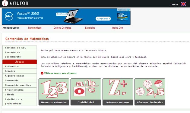 Vitutor: apuntes de matemáticas, ejercicios y problemas resueltos
