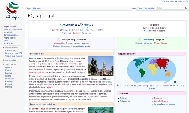 Wikiviajes, un wiki que trata de convertirse en la biblioteca online de referencia para viajeros