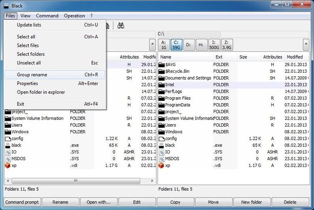Black: un software liviano y gratuito para copiar, mover, buscar, renombrar y borrar archivos