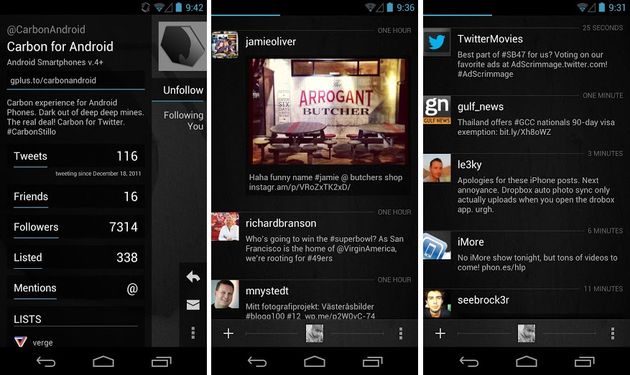 Carbon for Twitter, un atractivo cliente de Twitter para Android