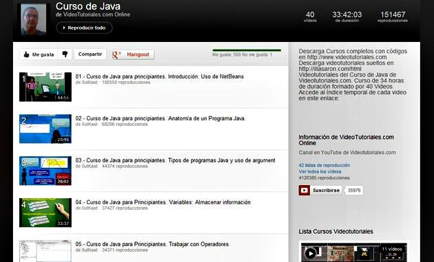 Vídeo tutorial gratuito de JAVA en 40 vídeos en español