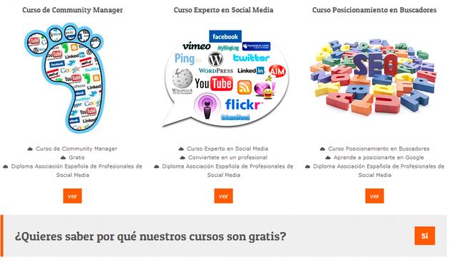 Cursos online gratuitos, con diploma final, de Community Manager, Experto en Social Media y Posicionamiento en Buscadores