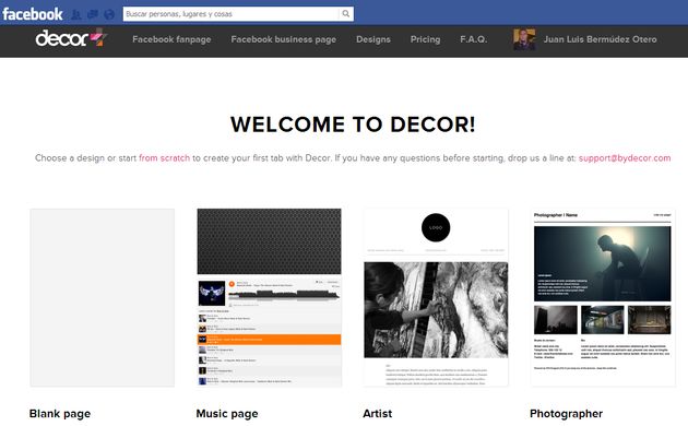 Decor Tab Creator, servicio web gratuito para diseñar páginas de fans en Facebook