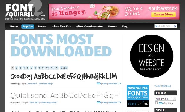 Font Squirrel, gran colección de fuentes de texto para descargar