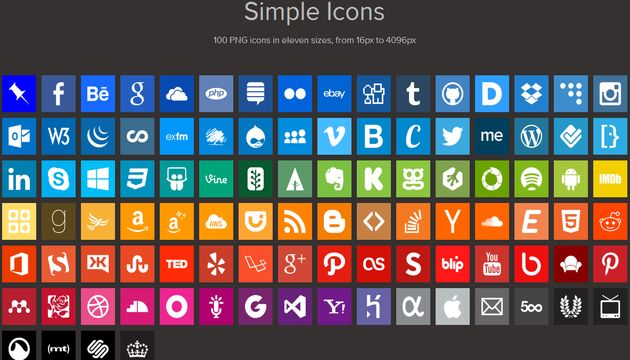 Simple Icons, un centenar de bellos iconos sociales en 11 tamaños diferentes