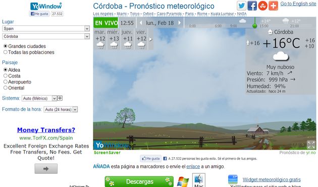 YoWindow: previsión meteorológica online o para Windows, Mac y Chrome