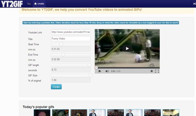 YouTube to GIF, convierte vídeos de YouTube en gifs animados