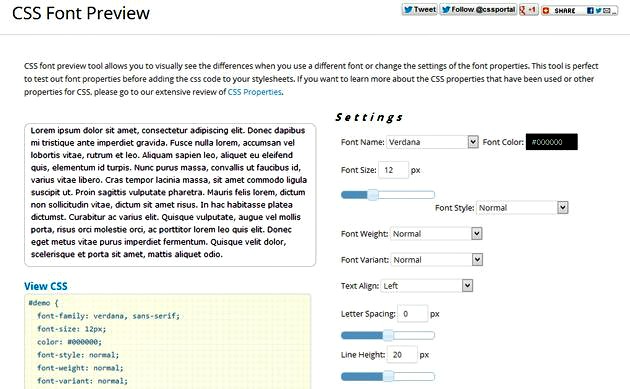 CSS Font Preview: previsualiza fuentes de texto y obtén su código CSS