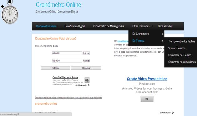 graduado Corta vida Profecía Cronómetro Online: cronómetro online, hora mundial, cuenta atrás y otras  utilidades de tiempo - Soft & Apps