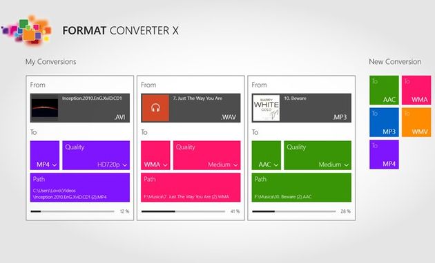 Format Converter X:  convertir audio y vídeo gratis en Windows 8 y 10