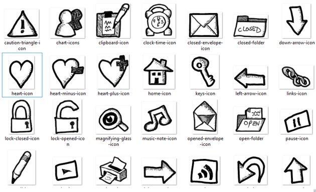 Free Hand-Drawn Website Icons: colección de iconos gratuitos dibujados a mano
