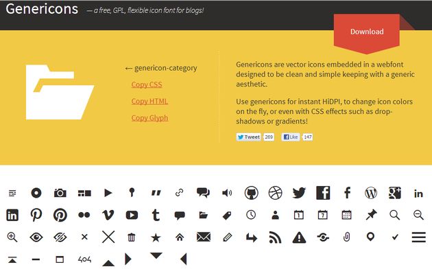 Genericons: más de 60 fuentes de iconos gratuitos para blogs