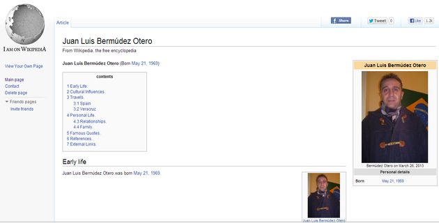 I am on Wikipedia: crea una falsa página en Wikipedia a partir de tu biografía de Facebook