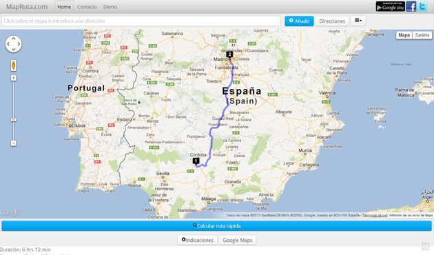 MapRuta, utilidad web para conocer y planificar las rutas más cortas entre dos lugares