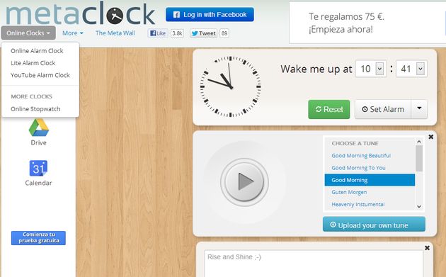 Metaclock: cronómetro y despertador personalizable y online