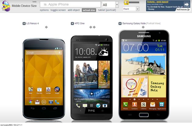 Mobile Device Size: compara los tamaños de smartphones y tablets