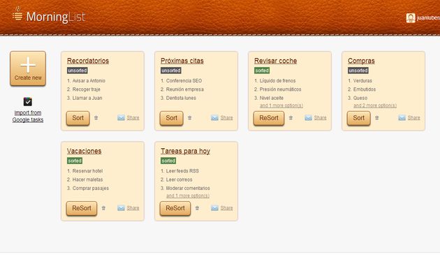 Morning List: crear y compartir listas personales o de tareas