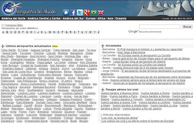 Aeropuertos del Mundo, gran directorio con los aeropuertos mundiales