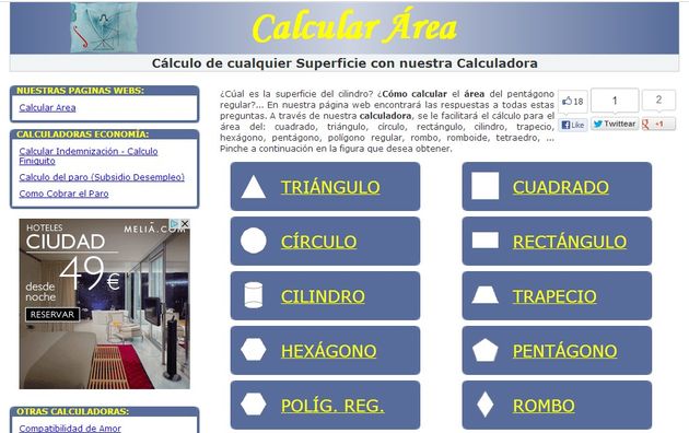 Calcular Área, calculadora online de áreas para múltiples formas geométricas