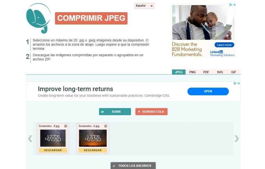 Comprimir imágenes online con Compress JPEG