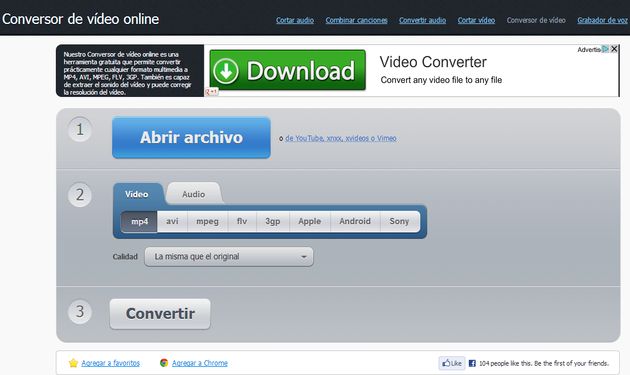 Conversor de vídeo online gratuito que se atreve con múltiples formatos