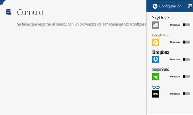 Cumulo, un gestor de tus servicios de almacenamiento en la nube para Windows 8