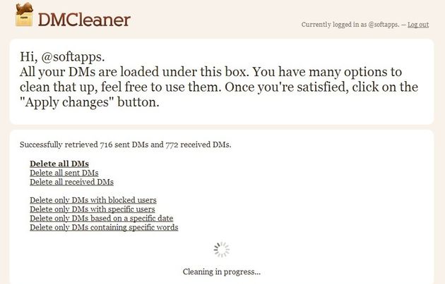 DMCleaner, borra tus DM en Twitter de una tacada