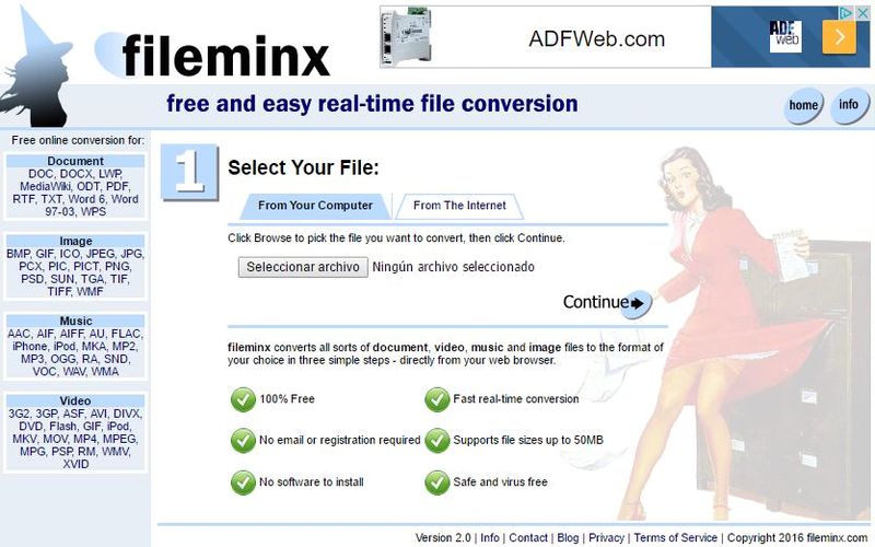 Fileminx: convertidor online y gratuito para múltiples formatos de archivo