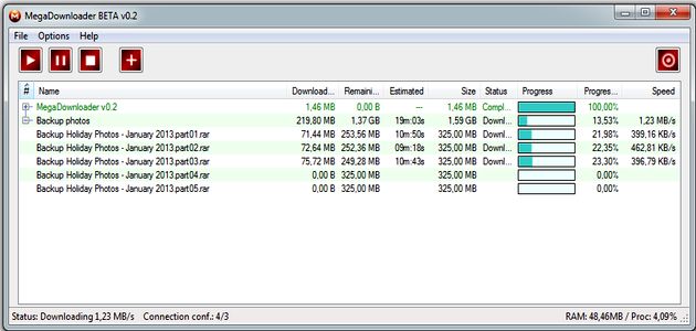 MegaDownloader, gestor gratuito para múltiples descargas en MEGA