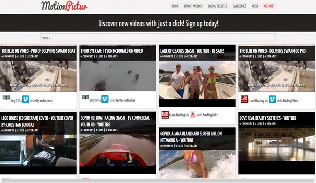 MotionPictur, red social para compartir los mejores vídeos de YouTube y Vimeo
