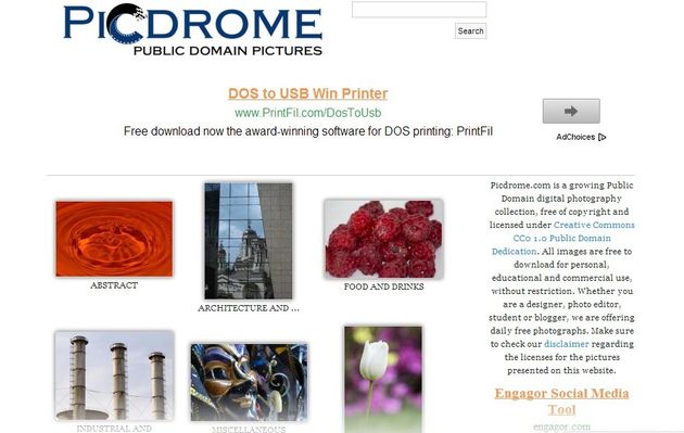 Picdrome, directorio y buscador de fotos de dominio público