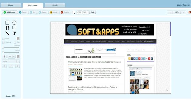 Pixtick, utilidad web para tomar screenshots y editarlos