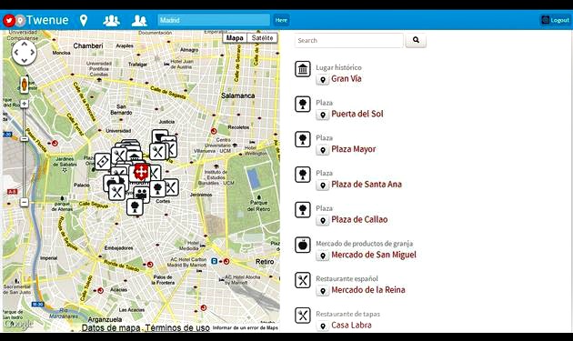 Twenue, descubre y comparte lugares geolocalizados con Twitter