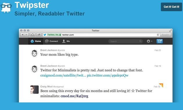 Twipster, apariencia minimalista para la versión web de Twitter