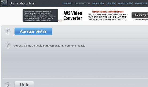 Utilidad web gratuita para unir varios archivos de audio en uno solo
