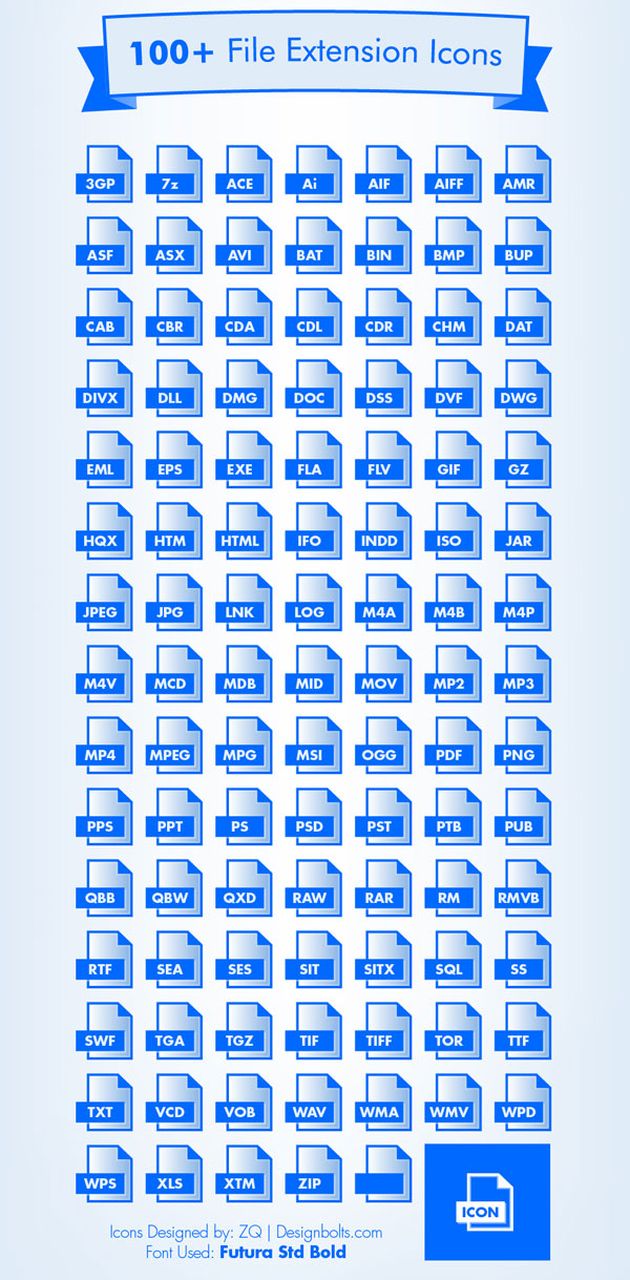 Más de 100 iconos gratuitos dedicados a extensiones de archivos