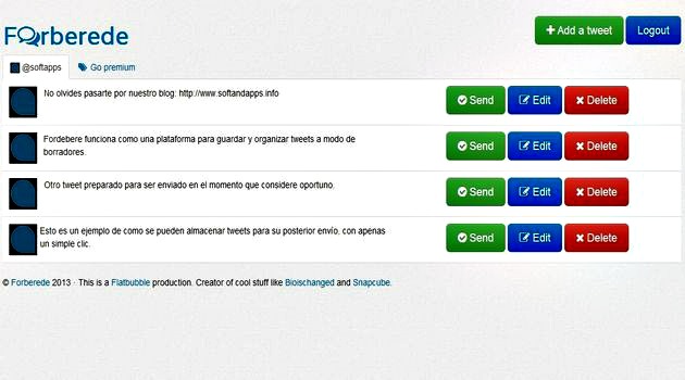 Forberede, sencilla plataforma web para gestión de tweets