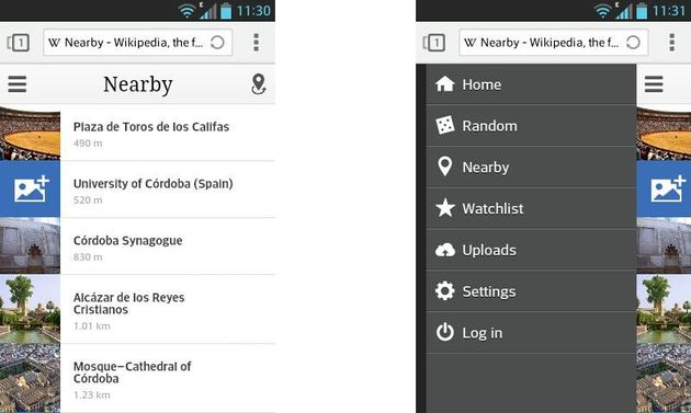 Nearby, la nueva web móvil de Wikipedia con información local