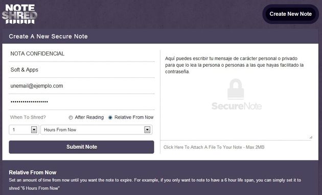 NoteShred, envía mensajes confidenciales que se autodestruyen