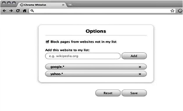 Whitelist para Chrome, extensión de control parental para Chrome