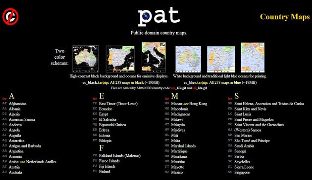 PAT, mapas de todos los países del mundo de dominio público